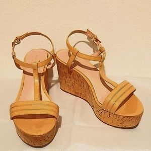 KATE SPADE New York Women's Powder Patent Leather Ankle Strap Wedges